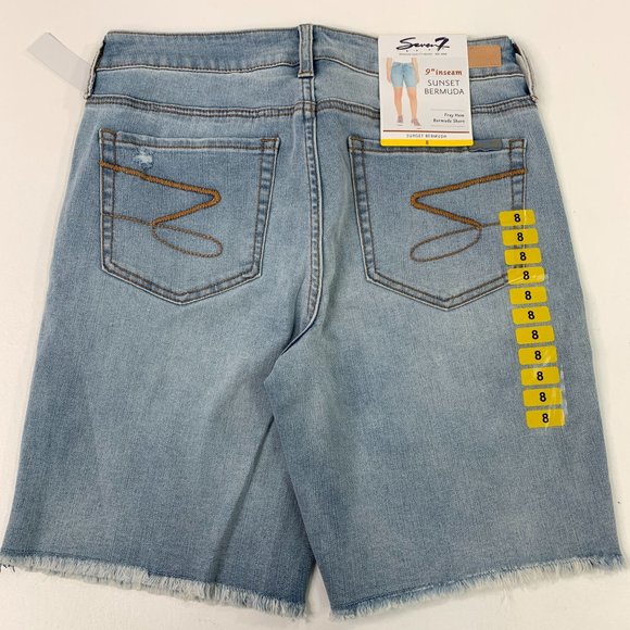 Seven7 Women's Shorts Size 8 Sunset Bermuda 9" inseam Denim Jean Short Size 8 - Picture 2 of 8